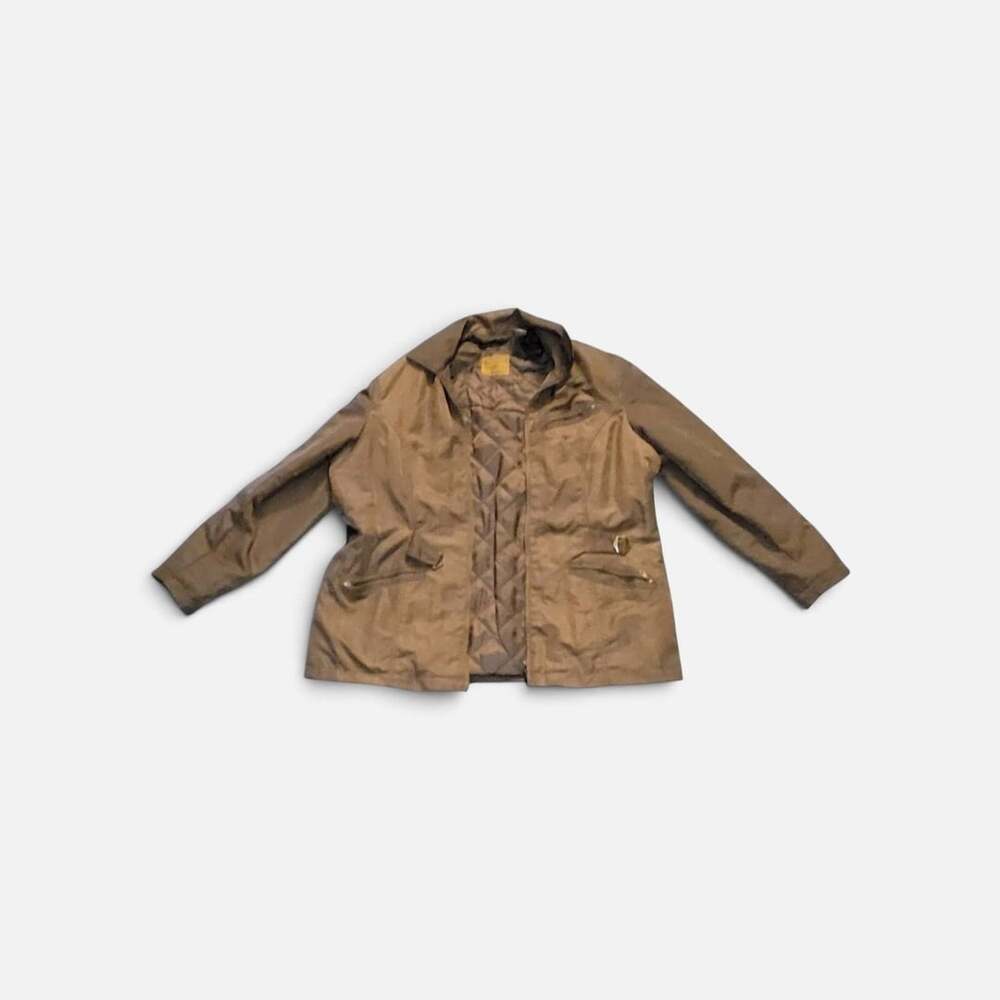 Liz Claiborne Jacket Size 6 Brown Quilted Lined Zip Utility